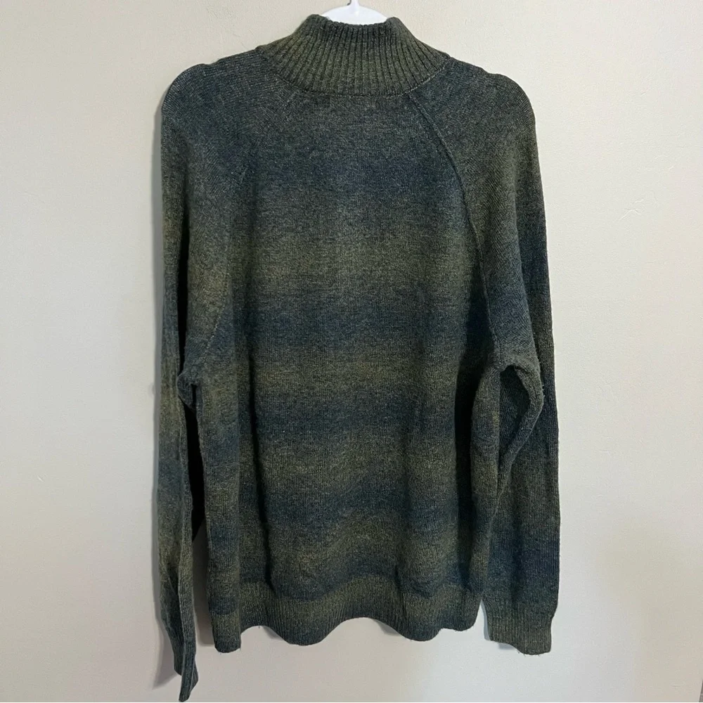 Banana Republic Green Gradient Button Mock Neck Wool Blend Sweater size XL